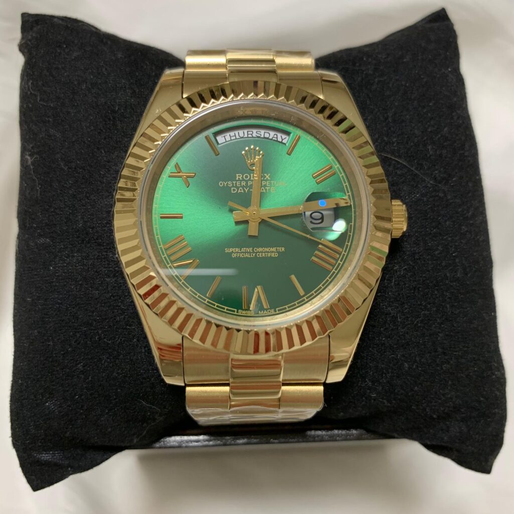 Rolex DAYDATE 40mm Gold Zifferblatt Grün PräsidentBand